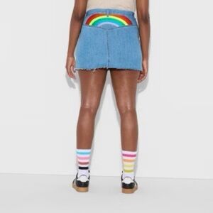 Target Blue Denim Mini Skirt with Rainbow Accent